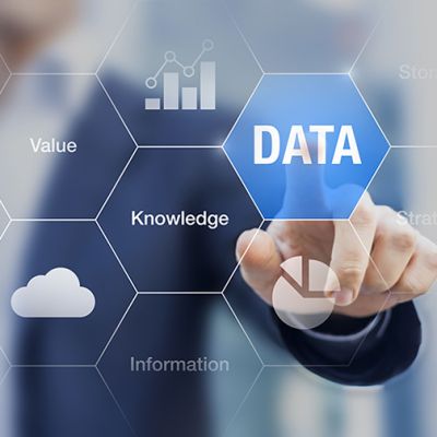 finger pointing at data image